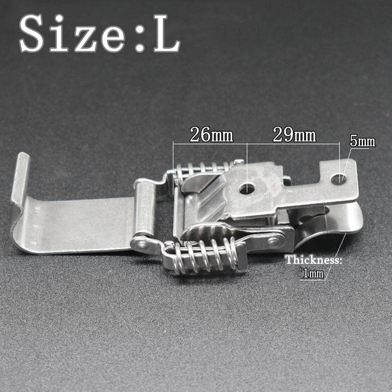 Stainless Steel 304 All in one Double Spring Locking Latch with Lock Hole ，hasps Chest Toggle Catch Clasp Furniture Hardware Accessories w/Screws (L) - size: Large