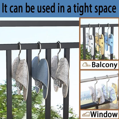 6pc Stainless Shoe Hanger, Dryer Shoe Rack for Organizer (Silver)