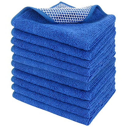 SINLAND Dish Cloth for Washing Dishes Kitchen Washcloth Cleaning Cloth - color: Dark Blue, size: 12inchx12inch 10pack