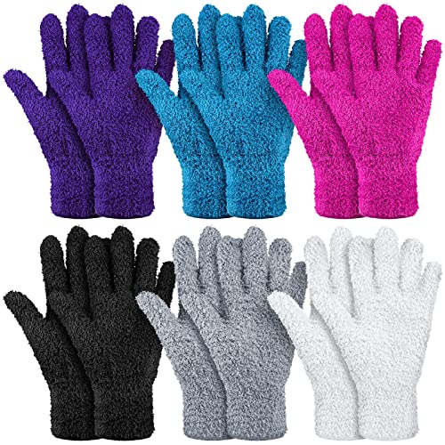 Bencailor 6 Pairs Microfiber Dusting Gloves, Dusting Cleaning Gloves Microfiber Gloves for Plants House Blinds Car Dust Mitt (Bright Color,Medium) - color: Bright Color, size: Medium