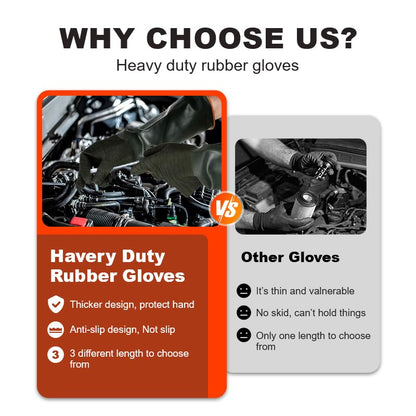 North Tower Heavy Duty Rubber Gloves, Industrial Gloves,Black （22in,1 pair） - size: 22”（1 pair）