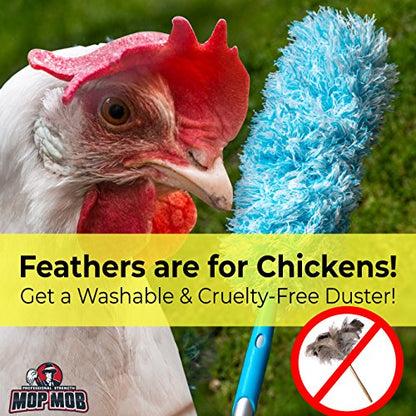 Extendable Washable Microfiber Duster and Blind Cleaner w/Pivoting Head and Extension Pole. Telescopic Arm and Flexible Heads for Easy Ceiling and Cobweb Dusting. Detachable Dusters = Quick Cleaning