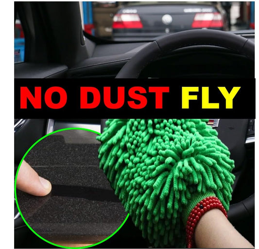 QUALIALL Green Chenille Microfiber Dusting Mitt, 10.5x8 Inch