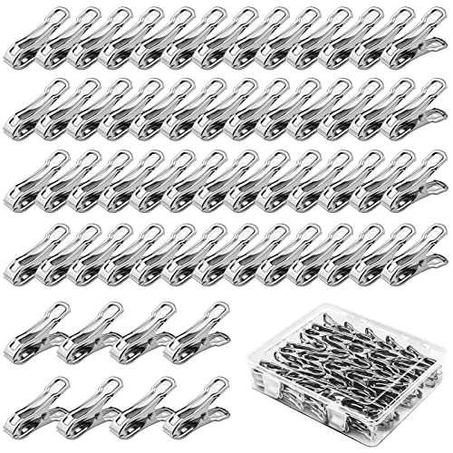Aodaer 60 Pieces Stainless Steel Garden Clip with Strong Grip Heavy Duty Greenhouse Clips Anti-wind Garden Shed Film Shading Net Rod Clamps for Shade Cloth Plant Cover on Garden Hoops
