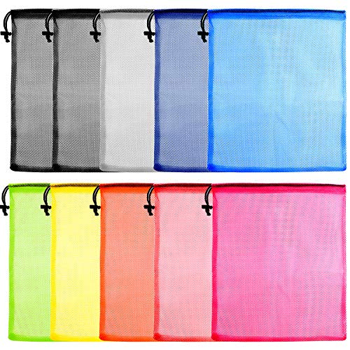 KUUQA 10 Pcs Mesh Drawstring Bag, Colorful, 13"x15.5" - color: Colorful, size: 13"x15.5"