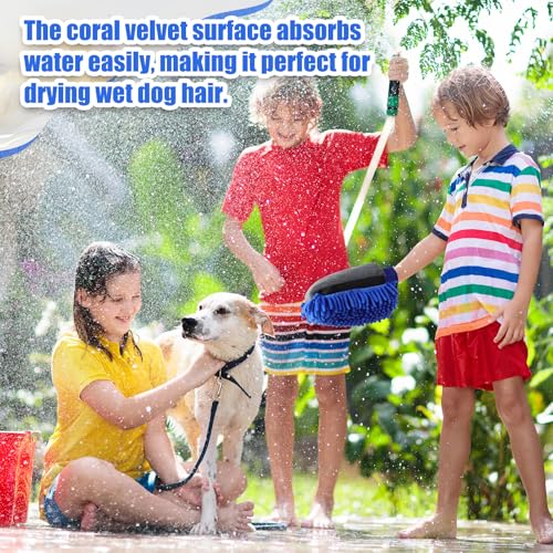 Teenyyou 2 Pcs Dog Towel Chenille Microfiber Pet Grooming Gloves,Blue - color: Blue