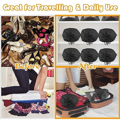 Black Travel Shoe Bags - 10 Pcs Non-Woven Packing Bags with Clear Window - color: Black, style: 10 Pack