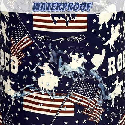 Western Cowboy Laundry Basket Oxford Cloth Foldable Hamper 18.9x16.5 Inch - color: Western Cowboy With American Flag
