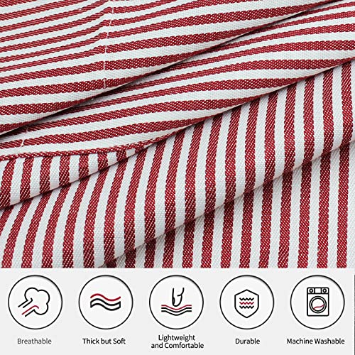 NLUS 2 Pack Cooking Aprons for Women with Pockets, Adjustable Kitchen Bib Aprons Chef Aprons for Women Men(Red Pinstripes) - color: Red