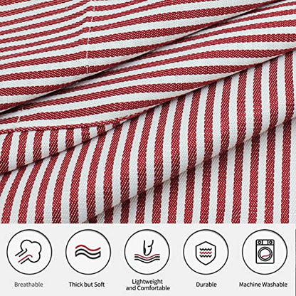 NLUS 2 Pack Cooking Aprons for Women with Pockets, Adjustable Kitchen Bib Aprons Chef Aprons for Women Men(Red Pinstripes) - color: Red