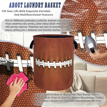 Funny Football Laundry Basket Oxford Cloth Foldable Hamper 18.9x16.5 Inch - color: Retro Football Pattern