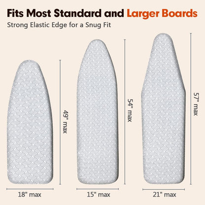 Ironing Board Cover and Pad, Standard Size 15x54, Extra Thick - color: White Wave, size: 15" x 54"