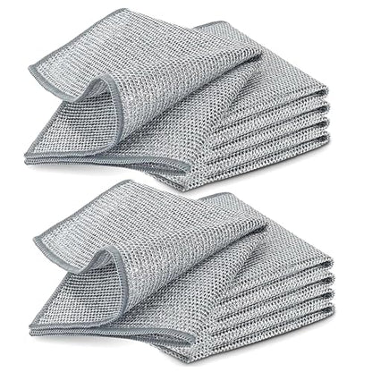 10 PCS Double Layer Stainless Steel Wire Cleaning Cloths for Kitchen