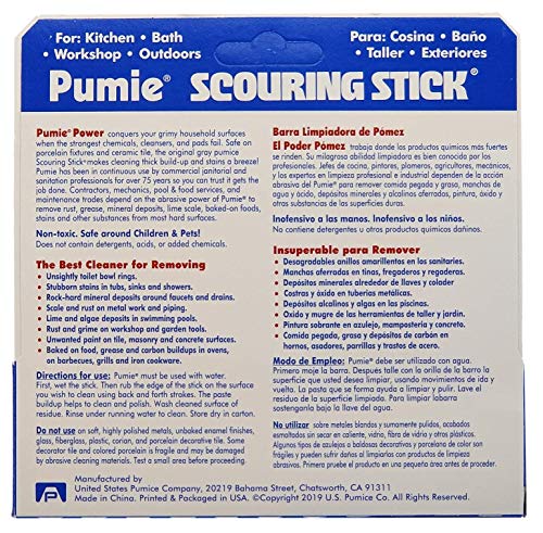PUMIE Pumice Scouring Stick for Cleaning Toilet Rings Stain & Hard Water Rings, Extra Strong Heavy Duty Pumice Stone for Toilet Cleaning, Rust, Grills, Tough Bathroom, Ovens, Pools & Tubs - Pack of 60 - size: 1 Count (Pack of 60)
