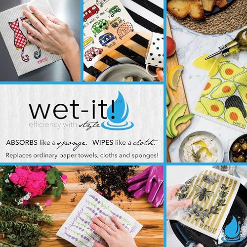 Wet-It! Swedish Dishcloth Reusable Towel Set for Kitchen | Biodegradable Absorbent Cleaning Washcloths for Dishes, Household Surfaces | Washable, & Quick Drying | 3 Pack - (Tomato, Carrot, Corn) - color: 3 Pack Veggie Set