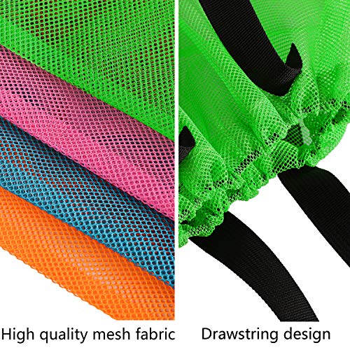 4PCS Colorful Mesh Beach Tote Bags With Drawstring For Poolside,Swim,Travel - color: Color1