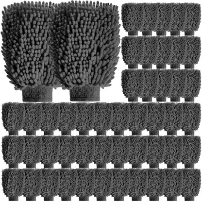 48 Pack Car Wash Mitts Bulk Microfiber Wash Mitts, Grey - color: Grey