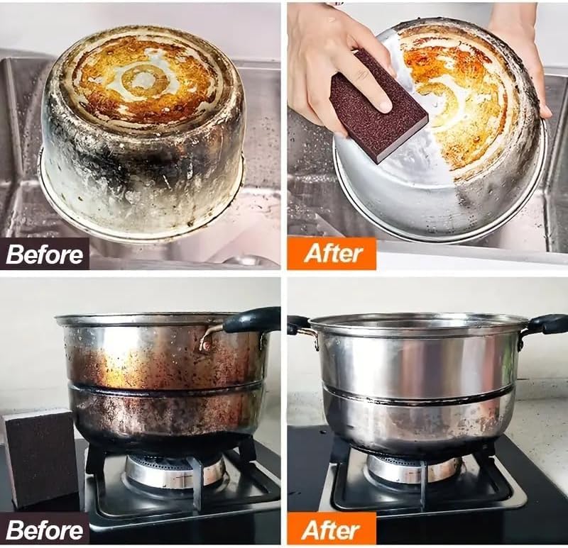 1pc Emery Magic Wipe Sponge, Pot Bottom Cleaning Descaling lron Rust Removal Dishwashing, Scouring Pads, Power Decontamination, Kitchen Toilt Supplies Tool - color: Brown