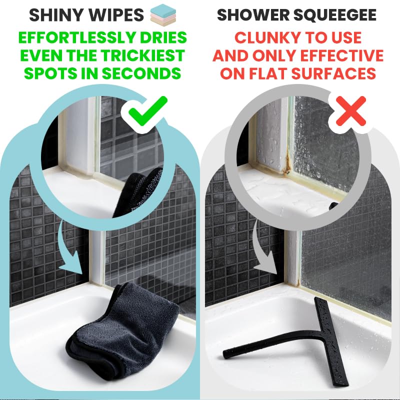 Shiny Wipes XL Drying Towel, the Original, Ultra Absorbent Twisted-Loop Design, Streak-Free Drying Towel, Shiny Wipes Shower Cleaning Cloths (7 Towel)
