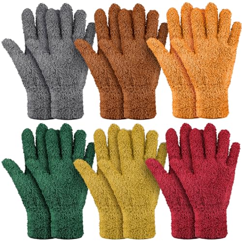 Bencailor 6 Pairs Microfiber Dusting Gloves, Dusting Cleaning Gloves Microfiber Gloves for Plants House Blinds Car Dust Mitt (Vintage Color,Medium) - color: Vintage Color, size: Medium