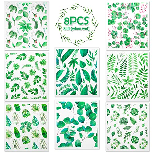 Lucomb 8 Pack Swedish Dish Cloths Washable, Reusable Cleaning Kitchen Paper Towel Sponge Dishcloths, Fast Drying Absorbent Hand Wipes Odorless Tea Towel for Kitchen Home Bar - color: 8 Pack-green Plants