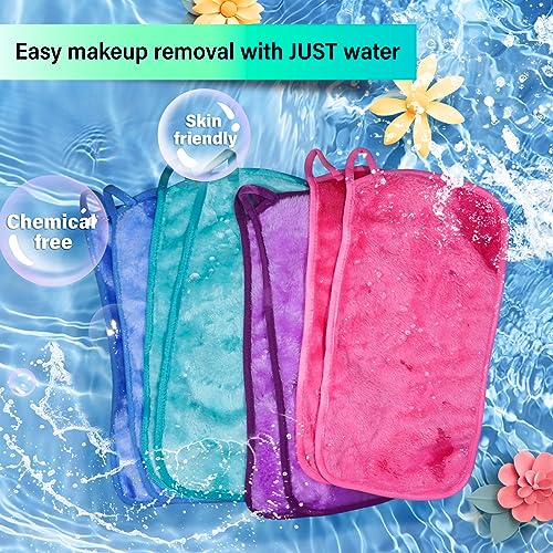 Nugilla Makeup Remover Cloths, 16 Packs Makeup Remover Towels Reusable Face Wash Cloth, Soft Microfiber Face Cloth for Women - color: Pink/Blue/Green/Purple, size: 1 Count (Pack of 16)
