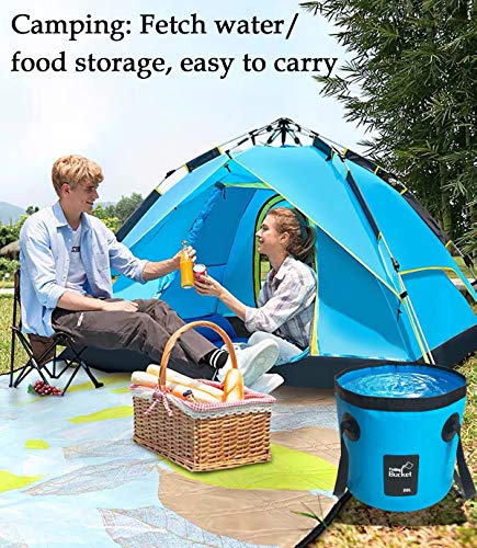 Sunglow Collapsible Fishing Bucket, 3&5 Gallons Multifunctional Portable Wash Basin - Folding Water Container for Camping-Gardening - color: 12l/3gallon(blue)