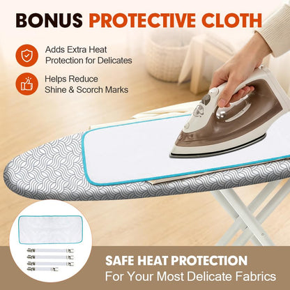Ironing Board Cover and Pad, Standard Size 15x54, Extra Thick - color: White Wave, size: 15" x 54"