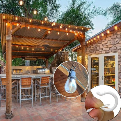 32 PCS Screw Hooks for Outdoor String Lights 2.2 Inches Q Hanger Screw Hooks with Safety Buckle for Hanging Plants Christmas Lights, Easy to Release (Include 1 Wing Nut Driver) - size: Q-Hanger White 32Pcs