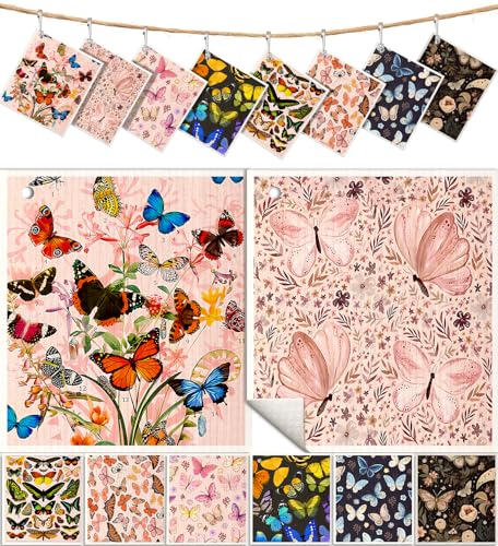 Miss Adola 8 Pack Reusable Kitchen Swedish Dishcloths for Washing Dishes Cloths Absorbent Fast Drying Cleaning Sponge Cute Decorate Washable Swedish Towels, Butterfly - color: Butterfly