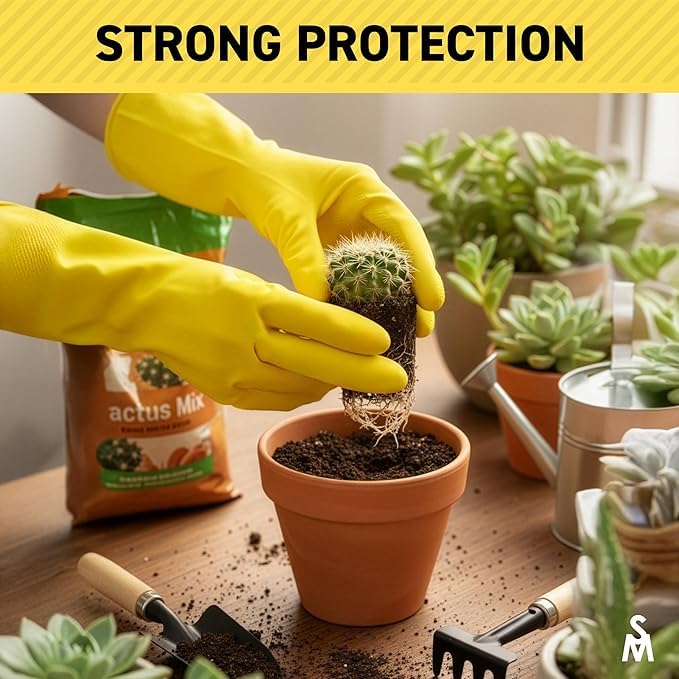 SteadMax 6 Pairs Cleaning Gloves, Reusable Natural Rubber Dish Gloves, Non-Slip Gloves for Kitchen and Household - size: Medium [Pack of 6]
