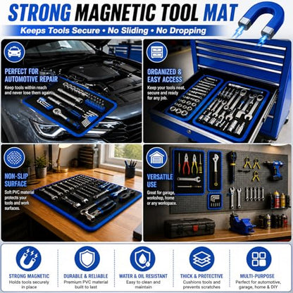 Flexible Magnetic Tool Mat Set 3PCS Magnetic Tool Tray with Strong Magnets - size: S+M+L