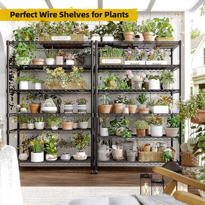 REIBII 71" H 6-Tier Heavy Duty Wire Shelving, 1200 lbs, 2-in-1 Adjustable - size: 6 Tier-14"D x 29"W x 71"H
