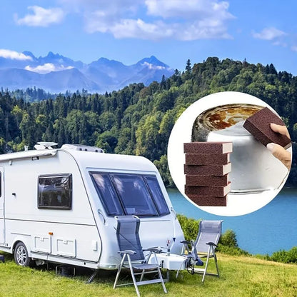 1pc Emery Magic Wipe Sponge, Pot Bottom Cleaning Descaling lron Rust Removal Dishwashing, Scouring Pads, Power Decontamination, Kitchen Toilt Supplies Tool - color: Brown