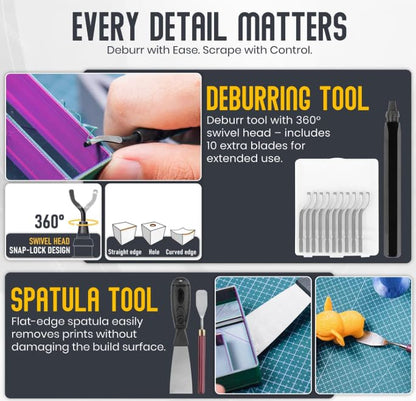 124 Pcs 3D Printer Tools Kit - Complete 3D Printing Accessories - Nozzle Cleaning Set with Deburring Tool - Scraper and Removal Pliers - Storage Bag for Model Finishing and Repair Maintenance Tasks - color: 124PCS