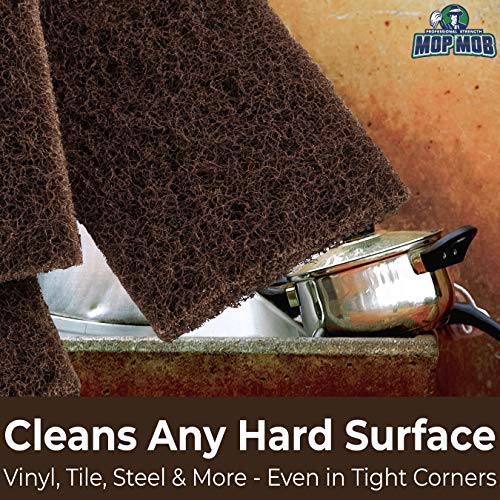 Heavy Duty XL Brown Scouring Pad 2 Pack. 10 x 4.5in Large Multipurpose Nylon Scrubbing Sponges. Clean Bathrooms, Kitchens, Counters and Floors to Erase Grime and Make Surfaces Sparkle