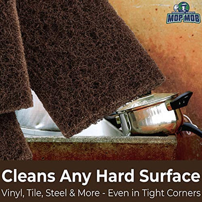 Heavy Duty XL Brown Scouring Pad 2 Pack. 10 x 4.5in Large Multipurpose Nylon Scrubbing Sponges. Clean Bathrooms, Kitchens, Counters and Floors to Erase Grime and Make Surfaces Sparkle
