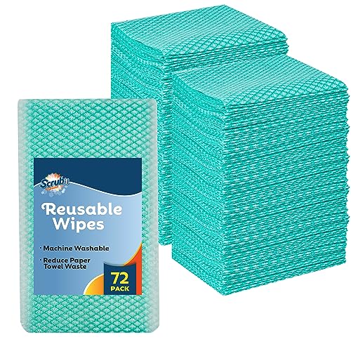 SCRUBIT Reusable Cleaning Wipes, Handy Wipes for Kitchen and Office - Dish Cloths for Washing Dishes - Multi Purpose Disposable Cleaning Towels (12 x 20 in) 72 Pack (Green) - color: Green