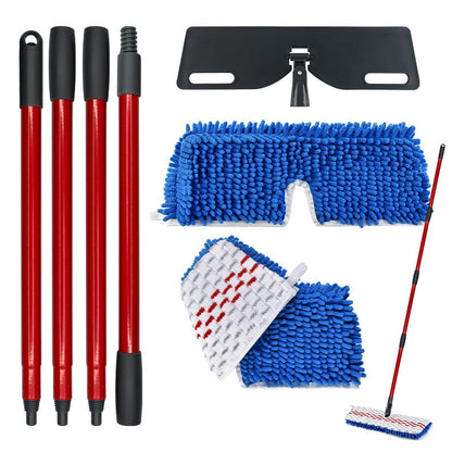 Microfiber Flat Mops for Floor Cleaning,Flat Mop with 3 Reusable Pads and Extendable 58" Long Handle for O Cedar Dual-Action Microfiber Flip Mop ,Washable Hardwood Floors Mopping to Dry and Wet Clean - size: Medium