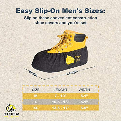 Premium Reusable Shoe Covers Slip-on Washable Work Boot Black Protectors - size: Large