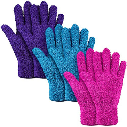 Patelai 3 Pairs Microfiber Dusting Gloves for Plants Leaf, Medium - color: Purple, Blue, Rose Red, size: Medium