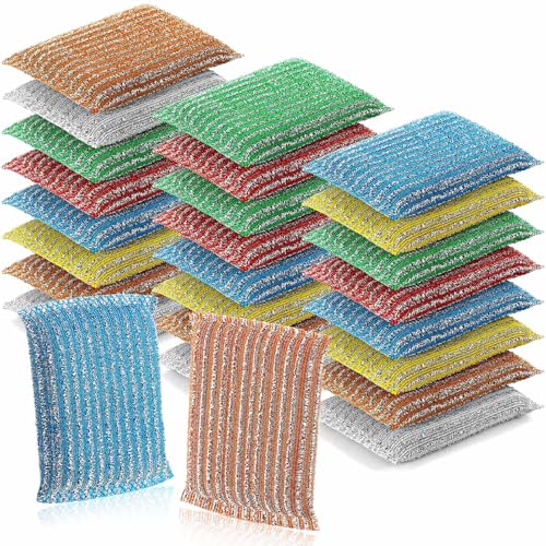 Honeydak 24 Pack Non Scratch Scrubbing Sponges Dish Pads for Washing Dishes 6 Color Kitchen Washing Scrubbing Sponges for Hard Surface Tools Dishes, Pans, Pots, Microwaves, Ovens, Shoes