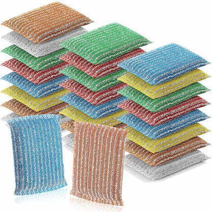 Honeydak 24 Pack Non Scratch Scrubbing Sponges Dish Pads for Washing Dishes 6 Color Kitchen Washing Scrubbing Sponges for Hard Surface Tools Dishes, Pans, Pots, Microwaves, Ovens, Shoes