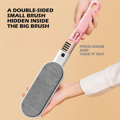 2PCS Lint Brushes for Clothes, Cat Dog Hair Remover for Lundary, Self-Cleaning Lint Remover for Bed Sofa Coat, Best Hair Cleaning Brushes Better Than Lint Roller (Large Blue and Mini Pink) - color: Large Blue and Mini Pink
