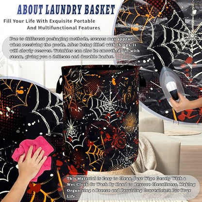 Spider Web Laundry Basket Oxford Cloth Foldable Hamper 18.9x16.5 Inch - color: Colorful Spider Web pattern