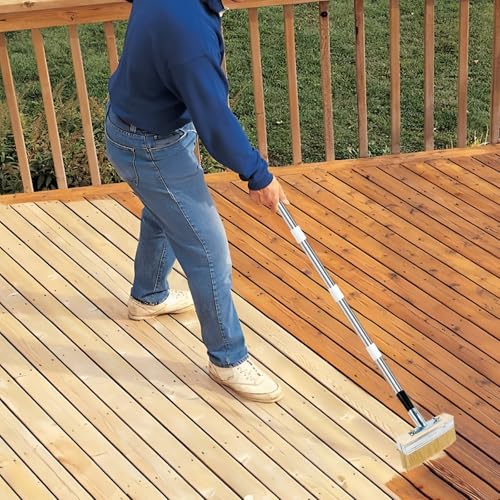Deck Stain Brush with 67'' Long Handle, 8-Section Adjustable Extension Pole - style: 1pcs