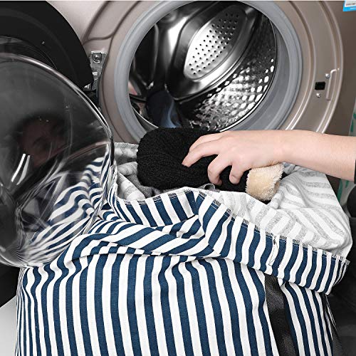 SWISSELITE Laundry Bag with Handle and Drawstring, Large Heavy Duty Laundry Bag, 28 x 40 Inches Travel Dirty Clothes Bag for Laundromat and Household - color: Stripe Green