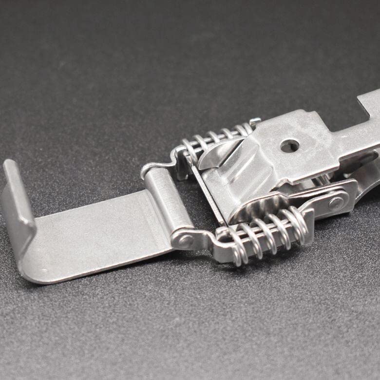 Stainless Steel 304 All in one Double Spring Locking Latch with Lock Hole ，hasps Chest Toggle Catch Clasp Furniture Hardware Accessories w/Screws (S) - size: Small