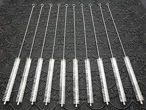 Straw Cleaner Brush for Stanley Extra Long 12 inch, Extra Wide 12mm diam for 40/30/20 oz Stanley Mug, Nylon Bristles and Stainless Steel Handle Straw Brush for 40 oz Stanley(10 PCS) - size: 12 inch Length x 12mm diameter