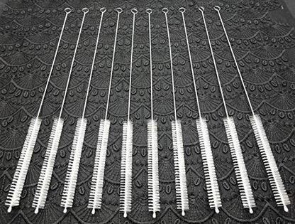 Straw Cleaner Brush for Stanley Extra Long 12 inch, Extra Wide 12mm diam for 40/30/20 oz Stanley Mug, Nylon Bristles and Stainless Steel Handle Straw Brush for 40 oz Stanley(10 PCS) - size: 12 inch Length x 12mm diameter